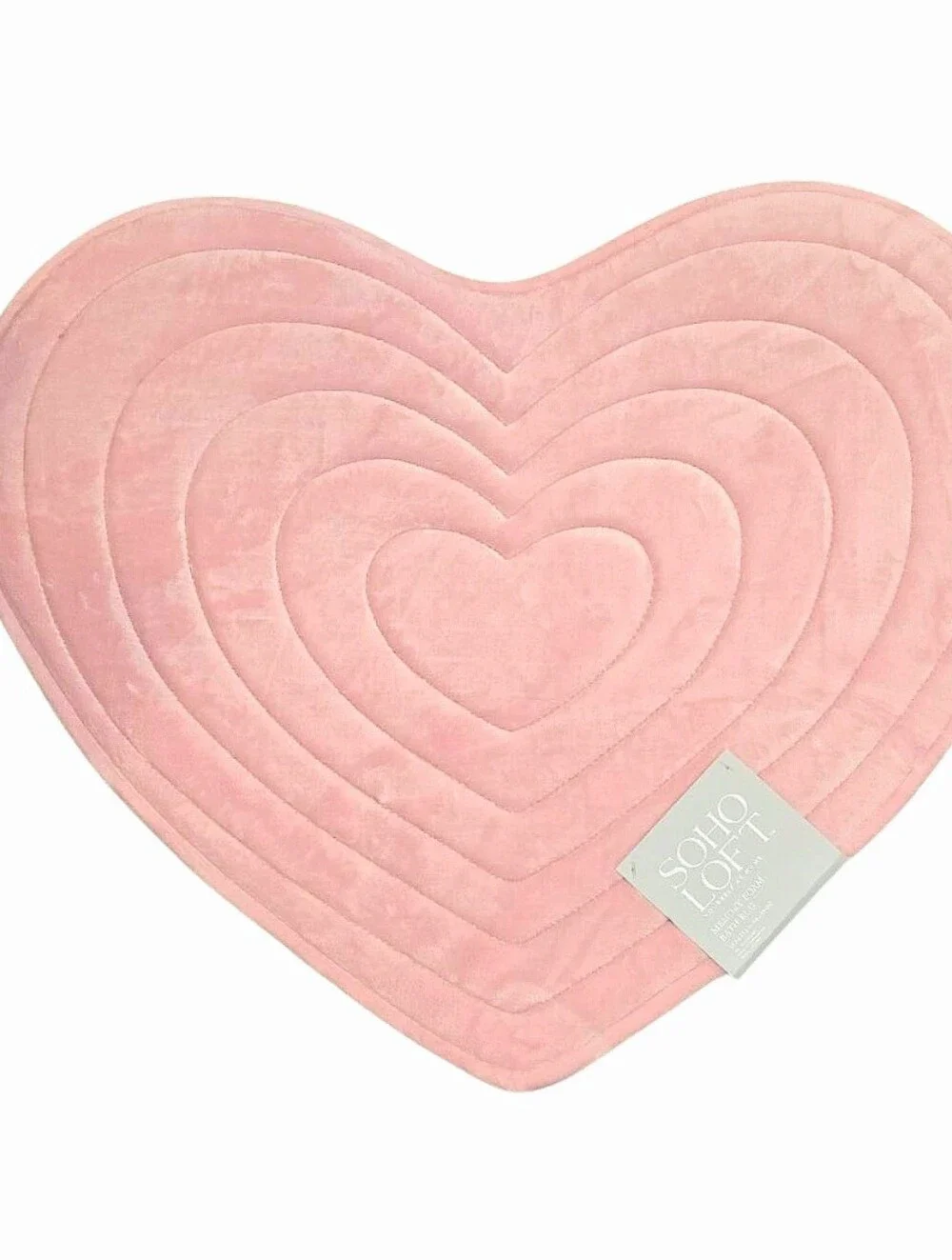 Soho Loft Pink Heart-Shaped Plush Memory Foam Bath Rug